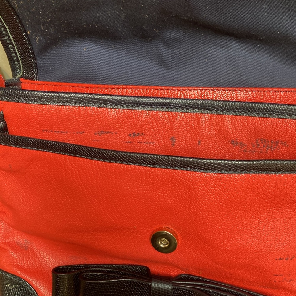 Anthropologie Red leather bow shoulder bag - Picture 7 of 9